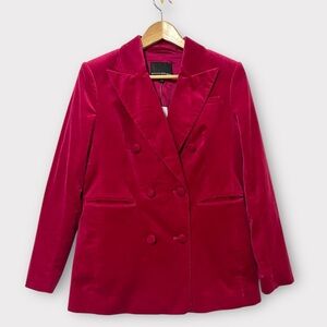 BANANA REPUBLIC Veluro Oversized Velvet Blazer, 2 petite, bright berry, pink